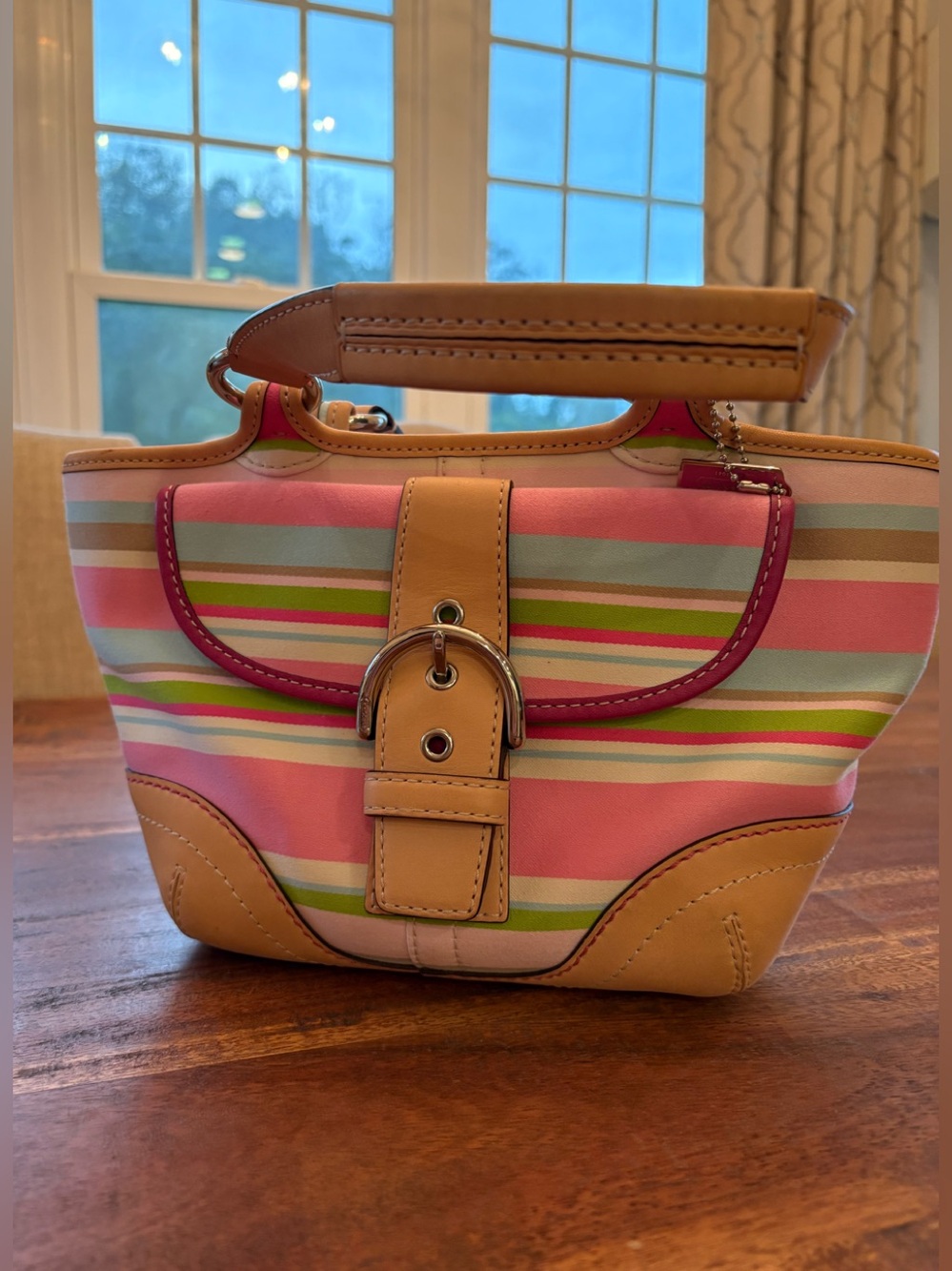 Vintage COACH Hampton twill multi color Soho purse